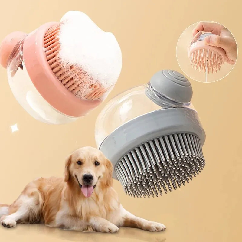 Gentle Pet Bath Brush With Built-In Shampoo Dispenser
