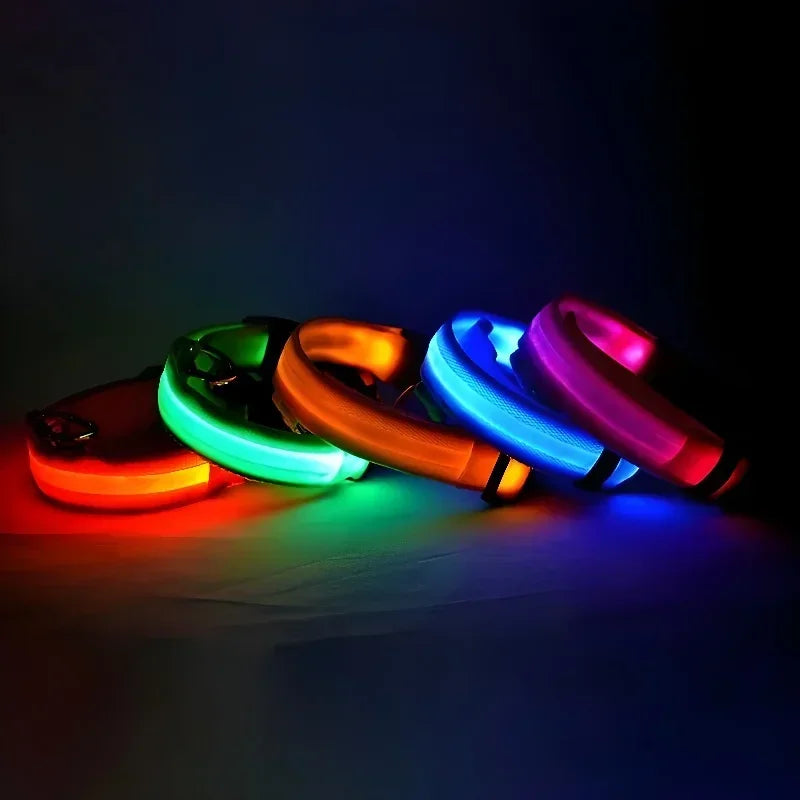 LED Dog Collar Dog Collar Nylon LED Night Safety Flashing Glow In The Dark Pet Dog Leash pet Dogs Luminous Fluorescent  dog accessories collar