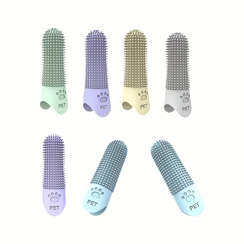 Silicone Dog Finger Toothbrush Soft Silicone Dog Toothbrush 360° Finger Toothbrush for Dogs Cats Durable Pet Finger Brush Tooth Cleaning Tool for All Breeds