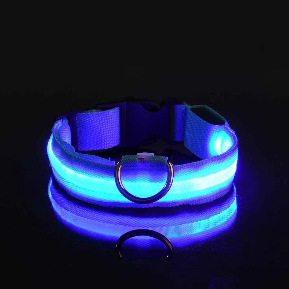 LED Dog Collar Dog Collar Nylon LED Night Safety Flashing Glow In The Dark Pet Dog Leash pet Dogs Luminous Fluorescent  dog accessories collar