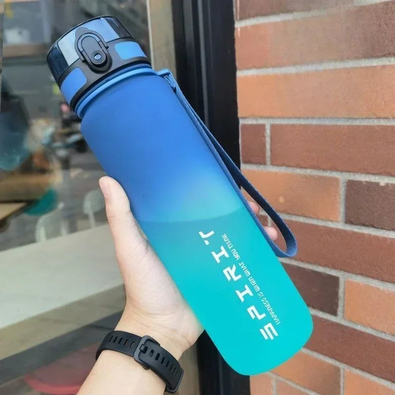 1 Liter Sports Water Bottley Sports Water Bottle Leak Proof Colorful Plastic Cup Drinking Outdoor Travel Portable Gym Fitness Jugs