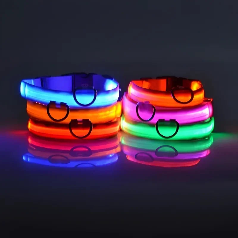 LED Dog Collar Dog Collar Nylon LED Night Safety Flashing Glow In The Dark Pet Dog Leash pet Dogs Luminous Fluorescent  dog accessories collar