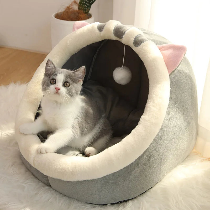 Washable Cat Bed Deep Sleep Cat Bed Cartoon Pet Bed Foldable Removable Washable Pet Sleeping Bed for Small Dog Mat Bag Cave Cats Bed
