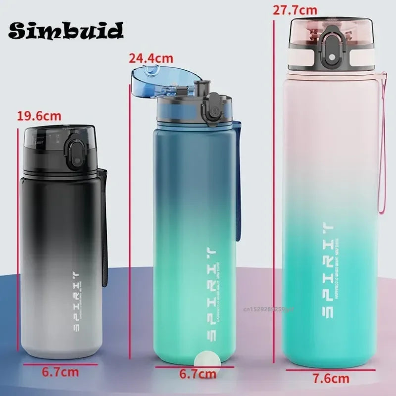 1 Liter Sports Water Bottley Sports Water Bottle Leak Proof Colorful Plastic Cup Drinking Outdoor Travel Portable Gym Fitness Jugs