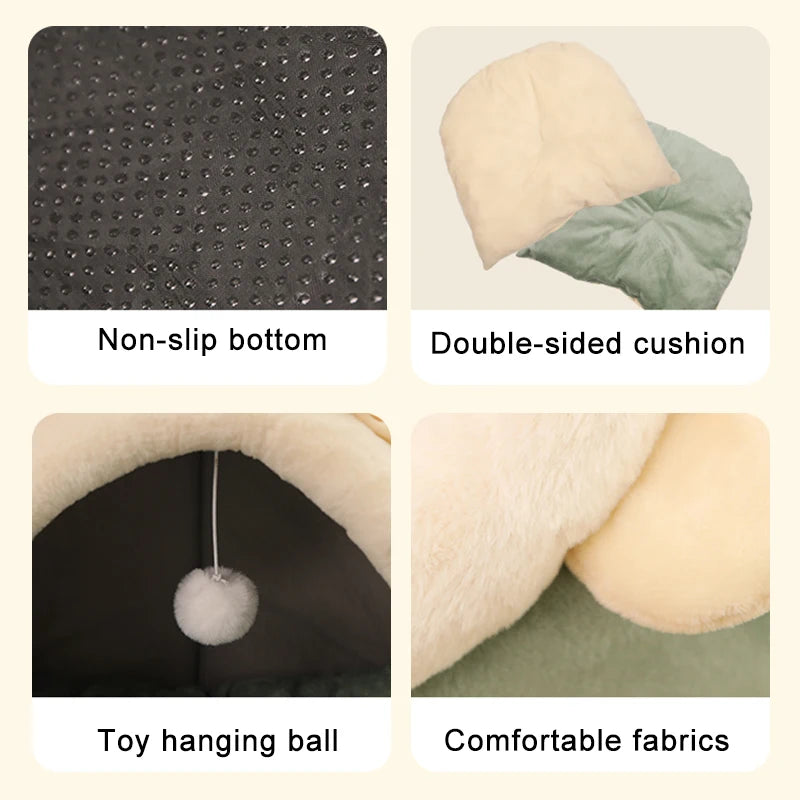 Washable Cat Bed Deep Sleep Cat Bed Cartoon Pet Bed Foldable Removable Washable Pet Sleeping Bed for Small Dog Mat Bag Cave Cats Bed