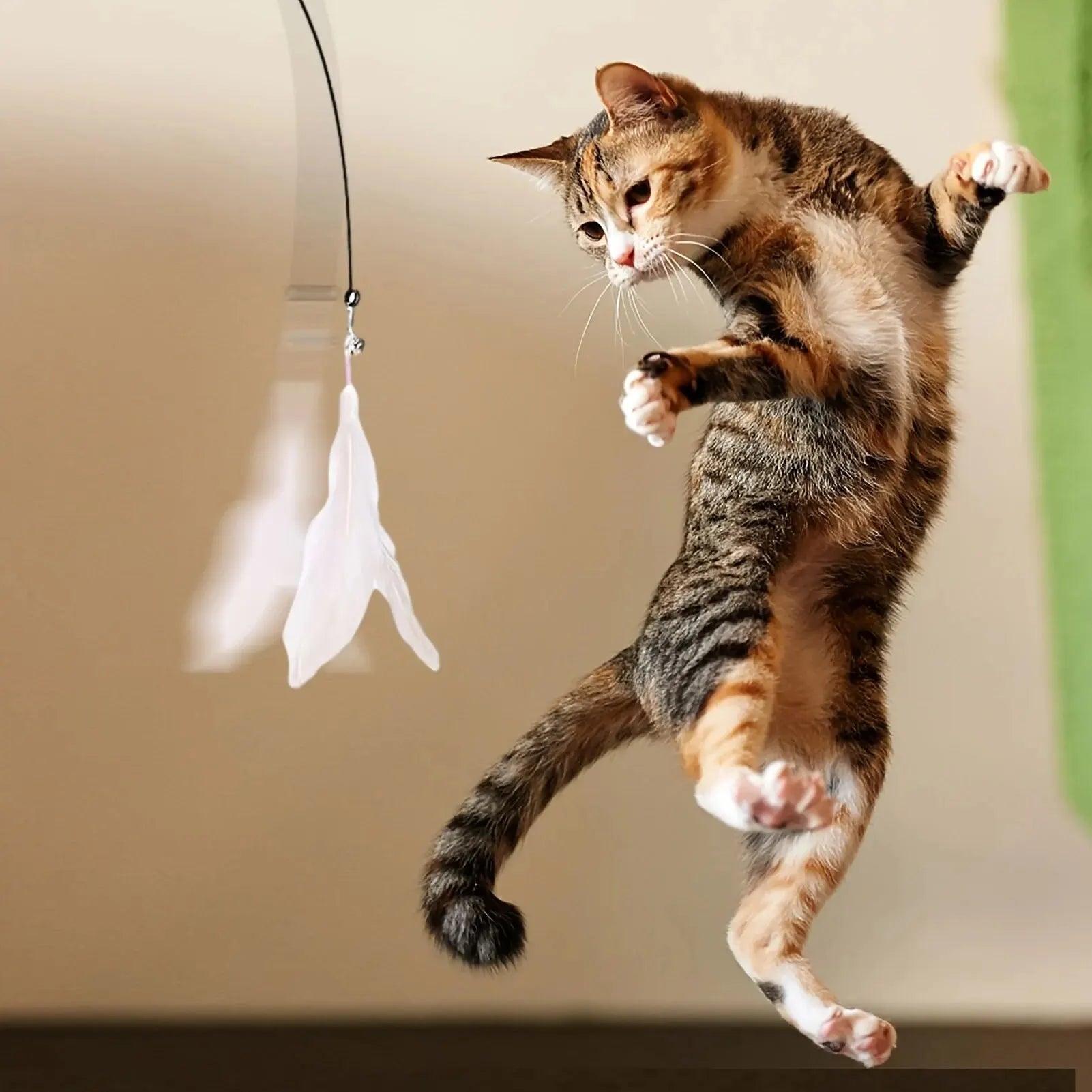 Interactive Cat Teaser Toy Cat Teaser Toy - Interactive Bell & Feather Wand - Long Suction Cup Pole for Exciting Playtime Adventures - Ultimate Cat Toy