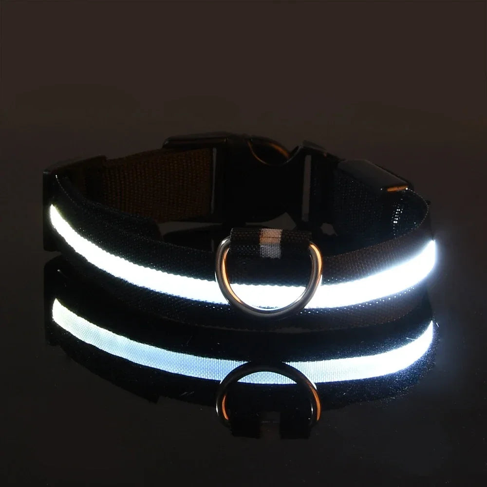 LED Dog Collar Dog Collar Nylon LED Night Safety Flashing Glow In The Dark Pet Dog Leash pet Dogs Luminous Fluorescent  dog accessories collar