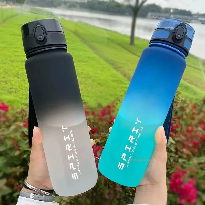 1 Liter Sports Water Bottley Sports Water Bottle Leak Proof Colorful Plastic Cup Drinking Outdoor Travel Portable Gym Fitness Jugs