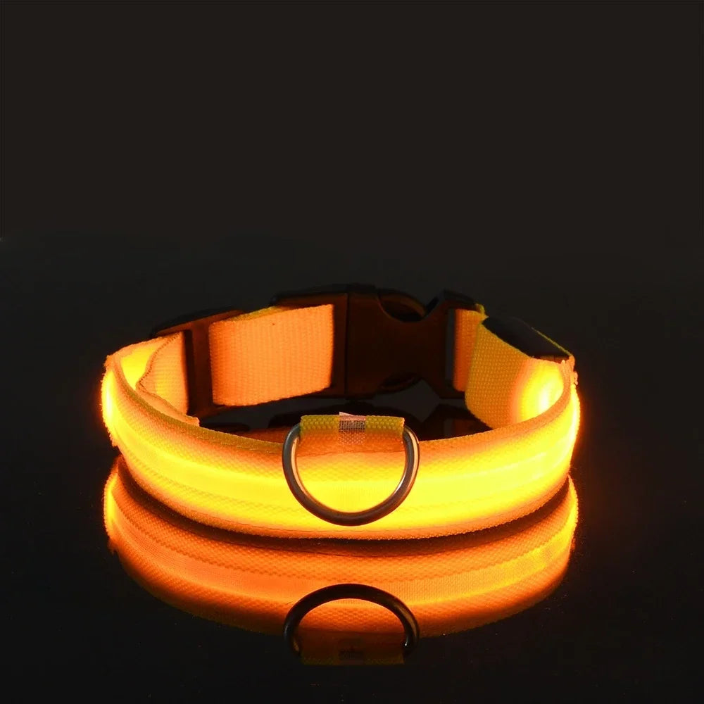 LED Dog Collar Dog Collar Nylon LED Night Safety Flashing Glow In The Dark Pet Dog Leash pet Dogs Luminous Fluorescent  dog accessories collar