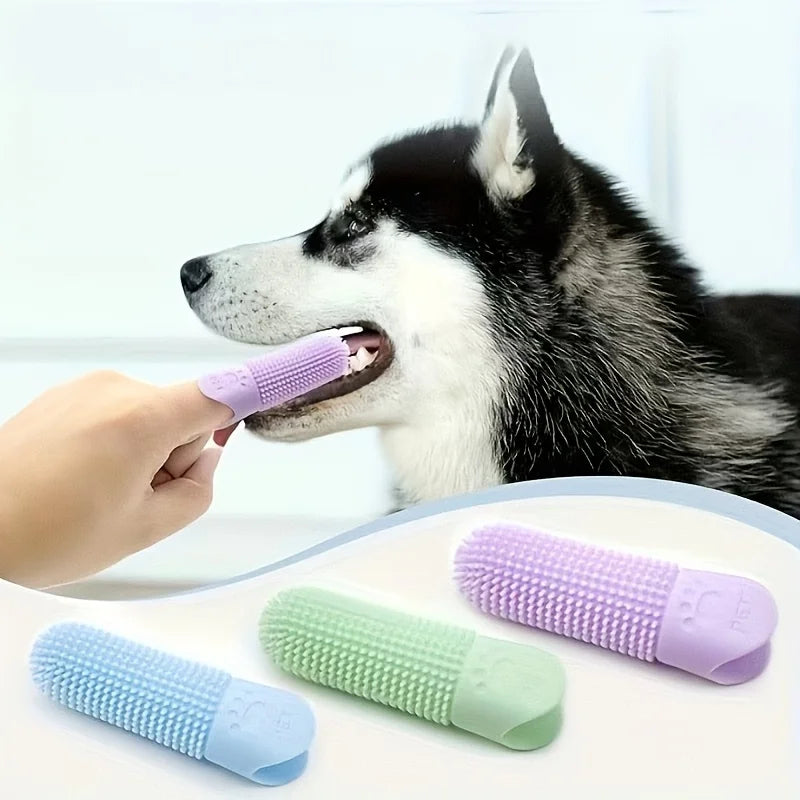 Silicone Dog Finger Toothbrush Soft Silicone Dog Toothbrush 360° Finger Toothbrush for Dogs Cats Durable Pet Finger Brush Tooth Cleaning Tool for All Breeds