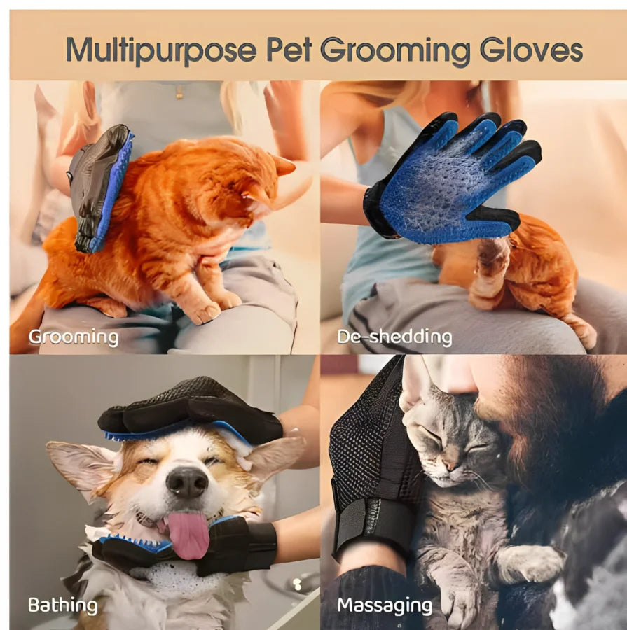 Gentle Deshedding Grooming Glove – Effortless Pet Care for Your Furry Friends