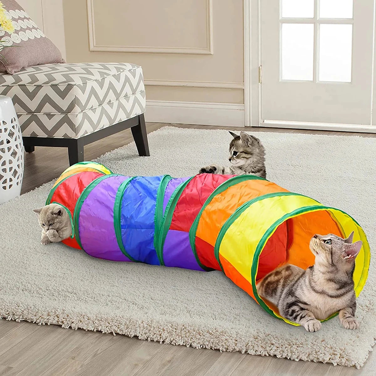 Cat Tunnel Toy Cat Tunnel Tube Foldable Cat Toys Kitty Training Interactive Fun Toy Tunnel Bored for Puppy Kitten Pet Supplies Cat Accessories