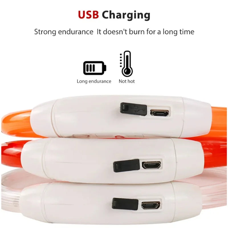 USB LED Dog Collar Led Dog Collar Luminous Usb Cat Dog Collar 3 Modes Led Light Glowing Loss Prevention LED Collar For Dogs Pet Dog Accessories