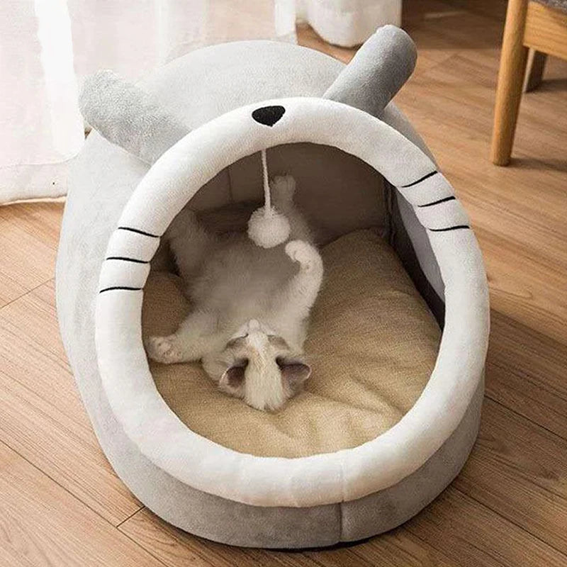 Washable Cat Bed Deep Sleep Cat Bed Cartoon Pet Bed Foldable Removable Washable Pet Sleeping Bed for Small Dog Mat Bag Cave Cats Bed