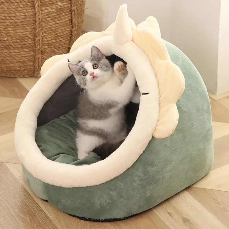 Washable Cat Bed Deep Sleep Cat Bed Cartoon Pet Bed Foldable Removable Washable Pet Sleeping Bed for Small Dog Mat Bag Cave Cats Bed