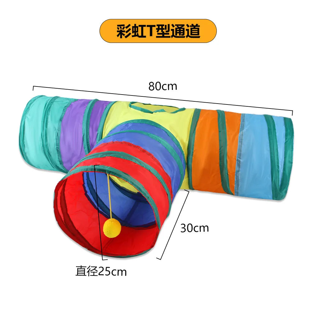 Cat Tunnel Toy Cat Tunnel Tube Foldable Cat Toys Kitty Training Interactive Fun Toy Tunnel Bored for Puppy Kitten Pet Supplies Cat Accessories