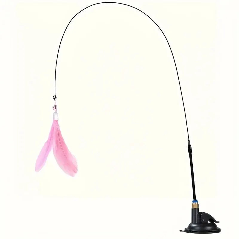 Interactive Cat Teaser Toy Cat Teaser Toy - Interactive Bell & Feather Wand - Long Suction Cup Pole for Exciting Playtime Adventures - Ultimate Cat Toy