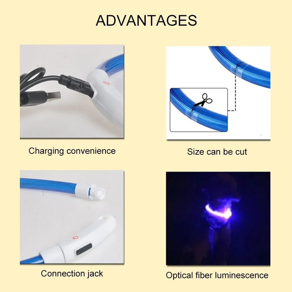 USB LED Dog Collar Led Dog Collar Luminous Usb Cat Dog Collar 3 Modes Led Light Glowing Loss Prevention LED Collar For Dogs Pet Dog Accessories