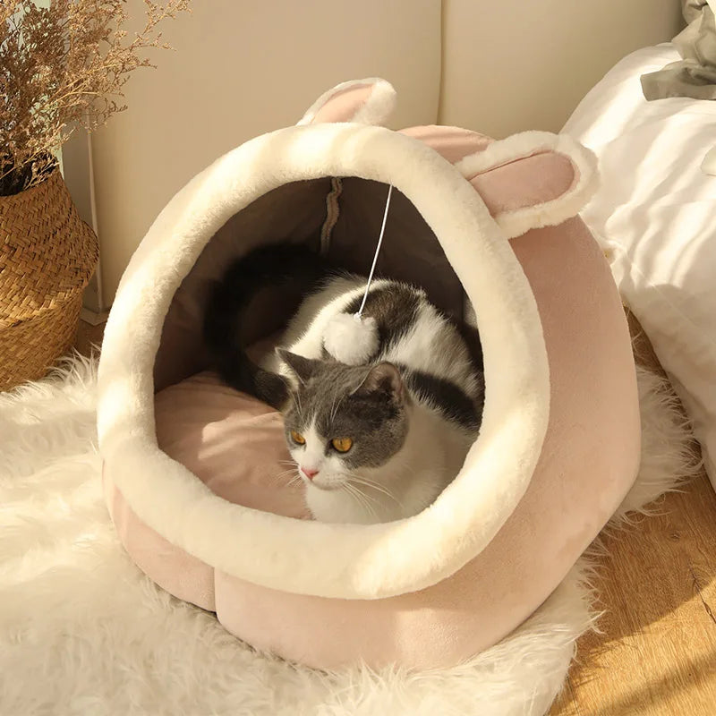 Washable Cat Bed Deep Sleep Cat Bed Cartoon Pet Bed Foldable Removable Washable Pet Sleeping Bed for Small Dog Mat Bag Cave Cats Bed