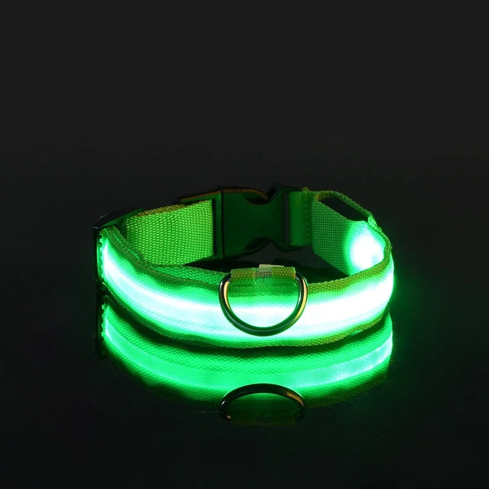 LED Dog Collar Dog Collar Nylon LED Night Safety Flashing Glow In The Dark Pet Dog Leash pet Dogs Luminous Fluorescent  dog accessories collar