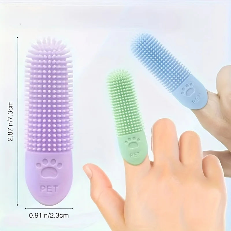 Silicone Dog Finger Toothbrush Soft Silicone Dog Toothbrush 360° Finger Toothbrush for Dogs Cats Durable Pet Finger Brush Tooth Cleaning Tool for All Breeds